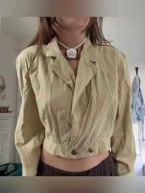Vintage mainframe cropped utility safari jacket beige olive cotton military S